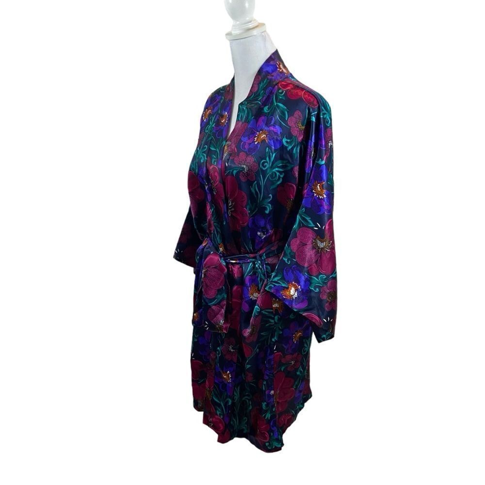 Vintage California Dynasty Brand Floral Print Robe with Removable Belt Medium